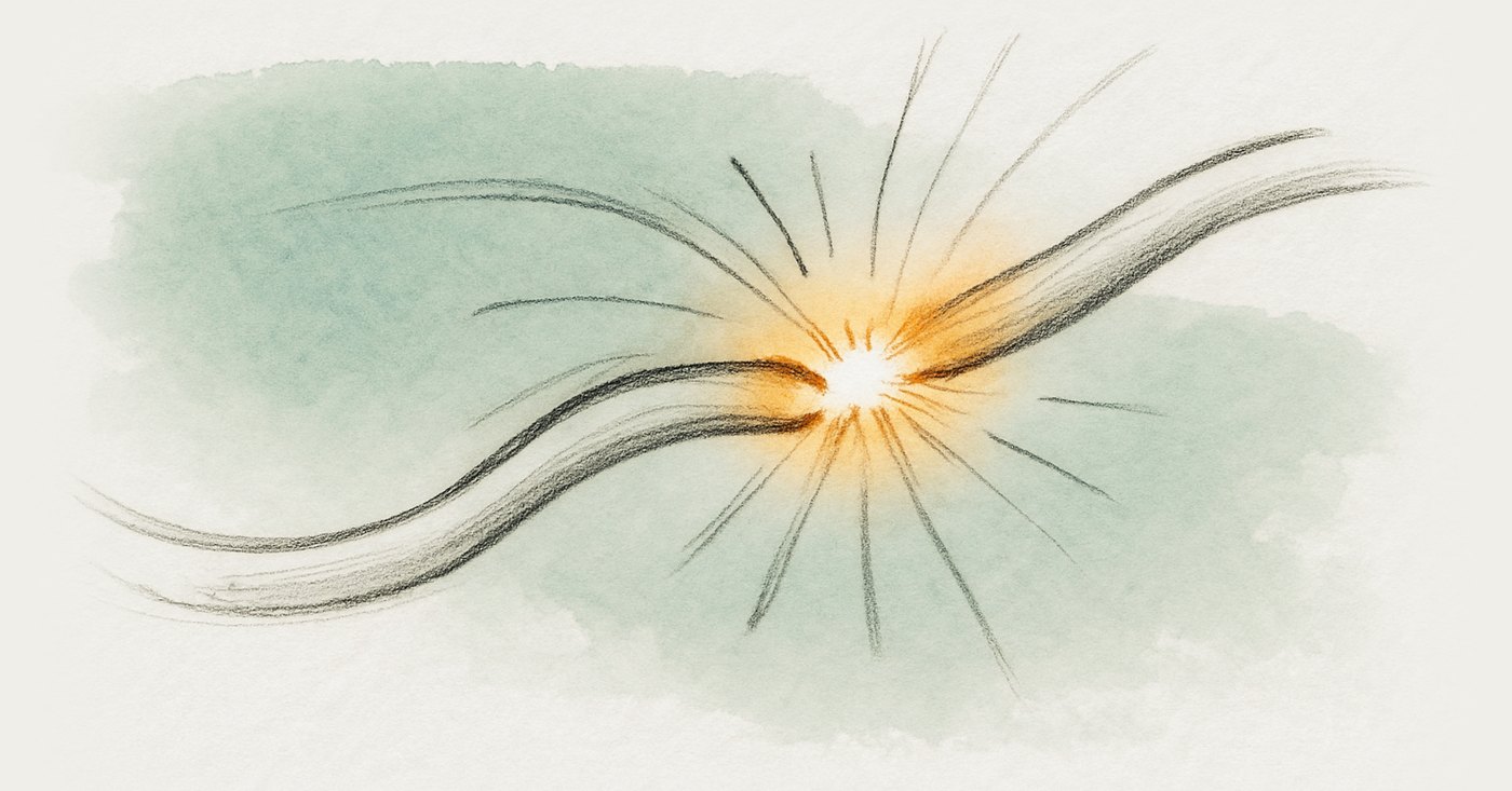 AI-generated illustration: electrical current flowing through copper wire, seen lengthwise in close section, heating and glowing as resistance transforms energy into heat.