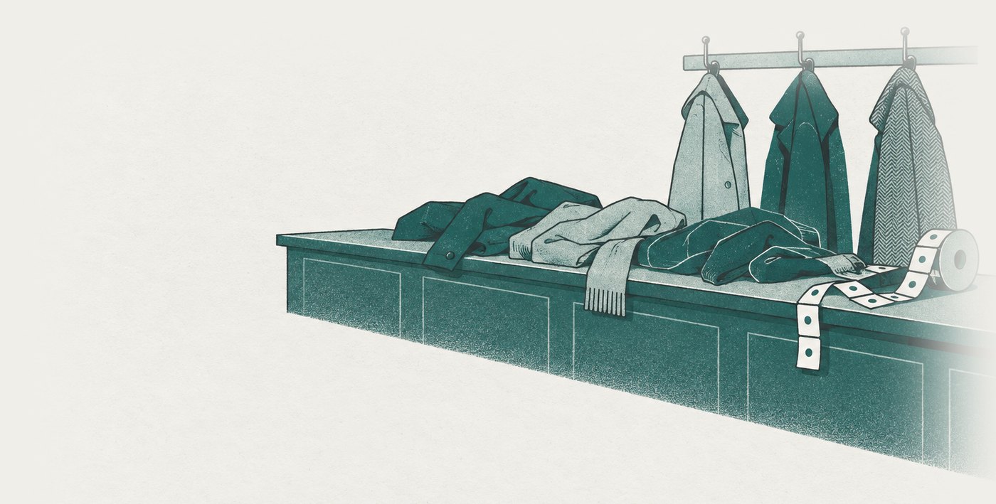 AI-generated illustration: a cloakroom that keeps issuing tickets long after its hooks are full — the counter welcomes everyone, the capacity behind it is three pegs, so the queue's coats become a heap.
